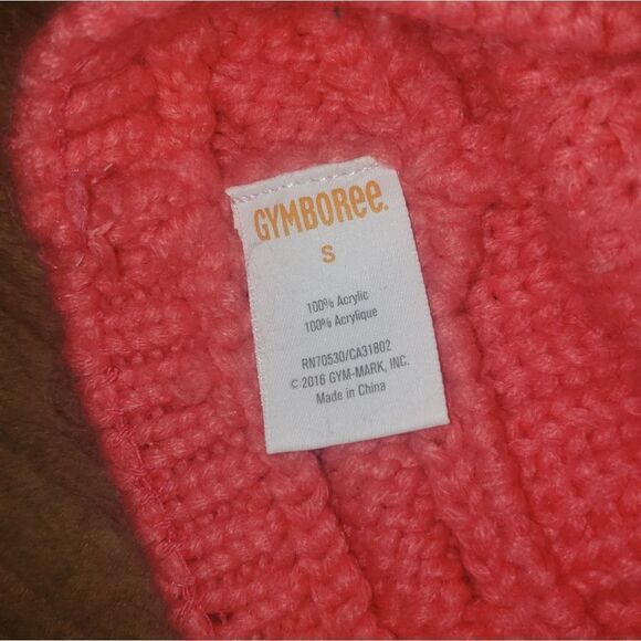 Gymboree Girl Knit Winter Cap/Hat Peach Coral Color With Top Round - Picture 7 of 7